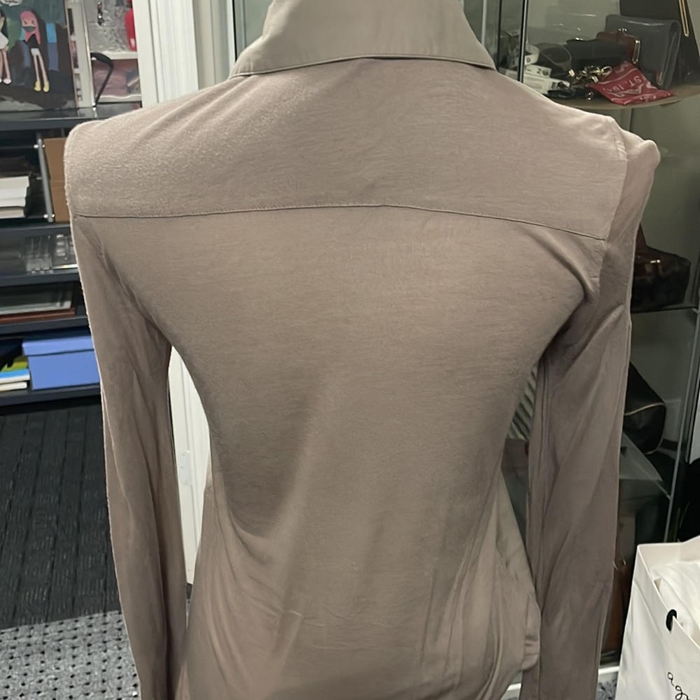 Bcbgmaxazria Light Brown Button Down Mixed Materi… - image 4